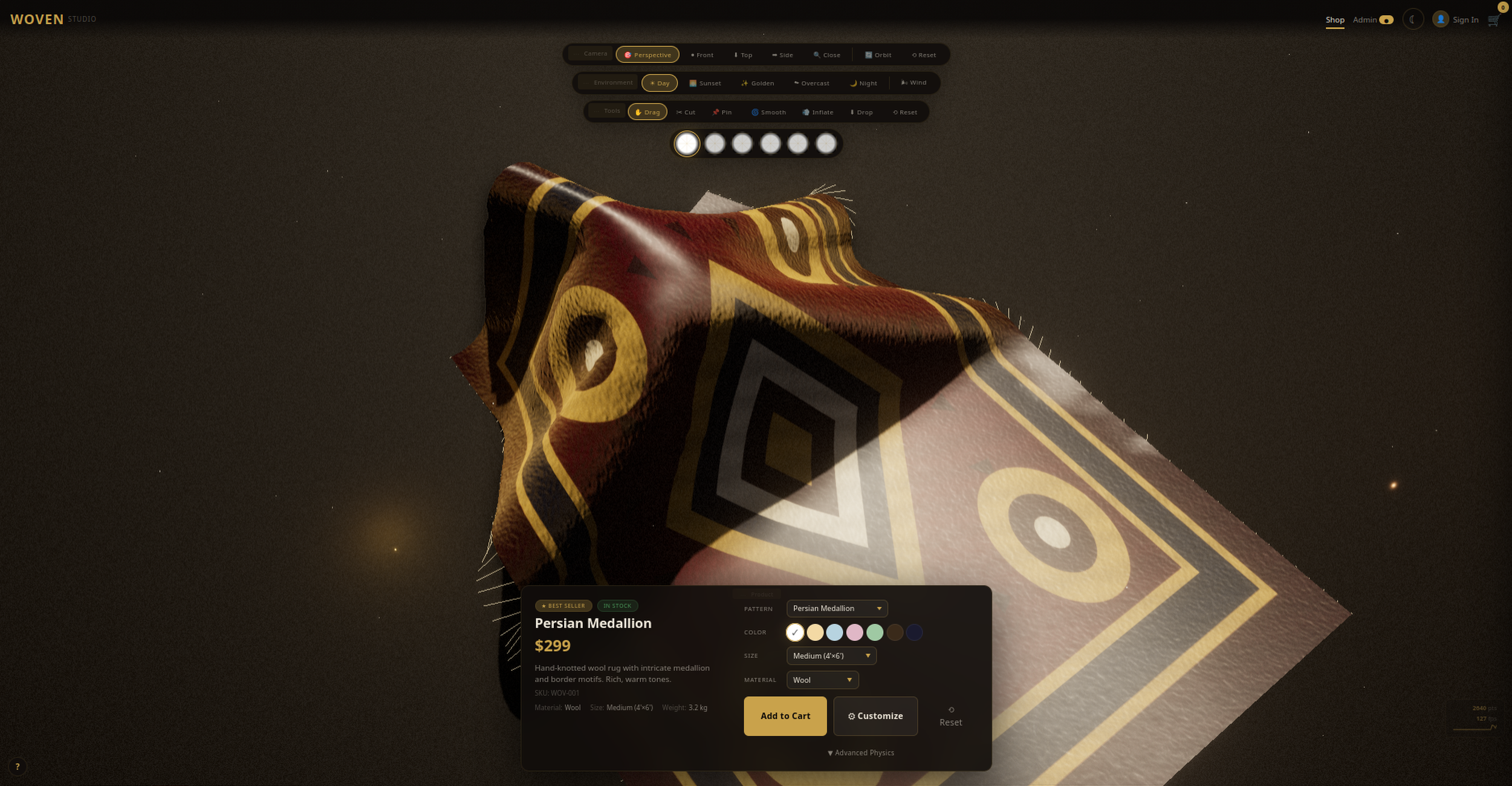 WOVEN 3D - AI-Driven Ultra-Realistic Carpet Showcase & Online Store